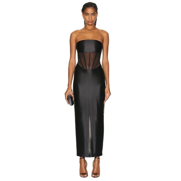 retrofete Baila Corset Dress in Black Small New Womens Midi Stretch Cocktail - Picture 1 of 16